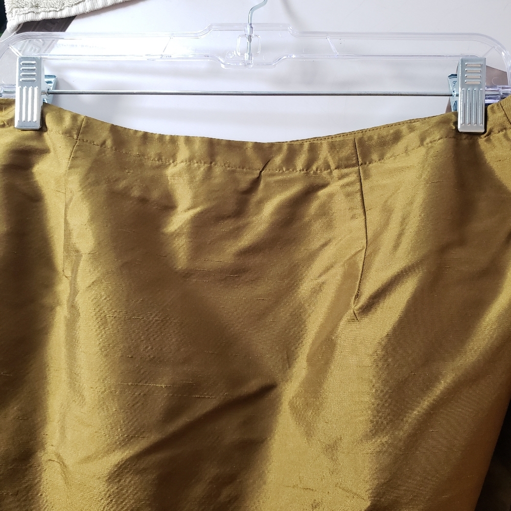 Jones NY Duponi Textured Silk Wrap Mini Skirt Army Olive Green Career Cocktails - Picture 8 of 16